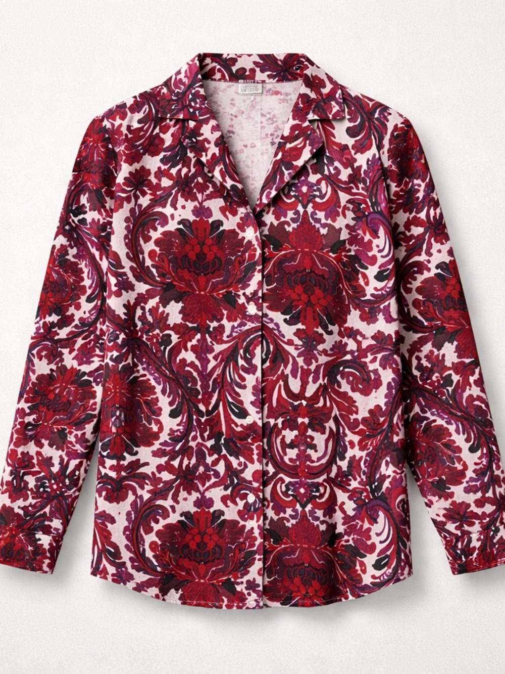 Soma Pajama Top Womens Sz S Purple Wine Notch Collar Button Up Long Sleeve Nwot